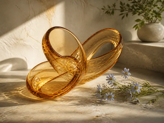 AI-generated amber glass sculpture from the AllImageAI showcase